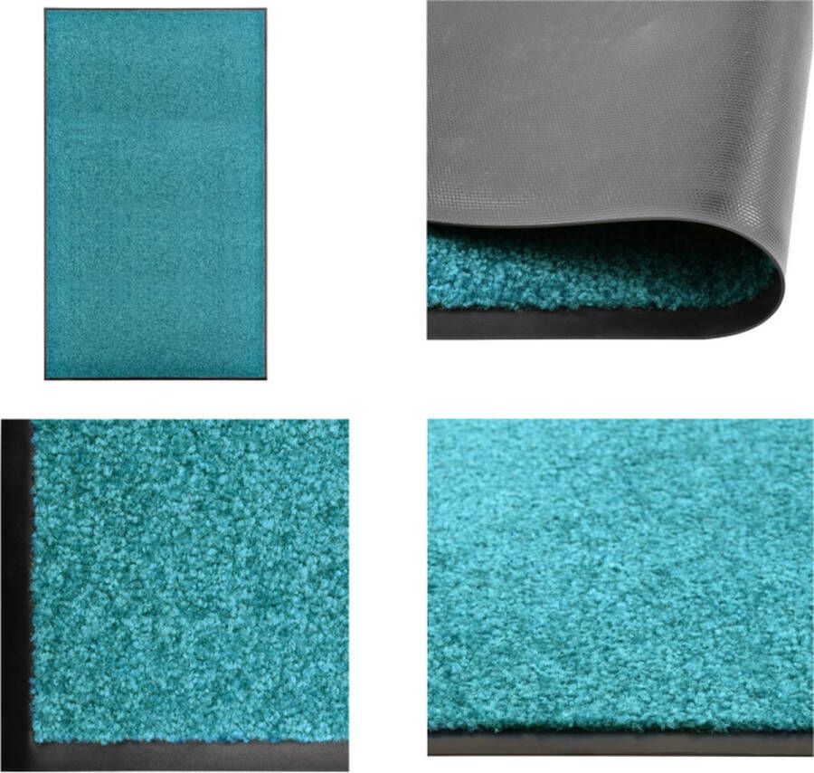 VidaXL Deurmat wasbaar 90x150 cm cyaan Mat Matten Deurmat Deurmatten