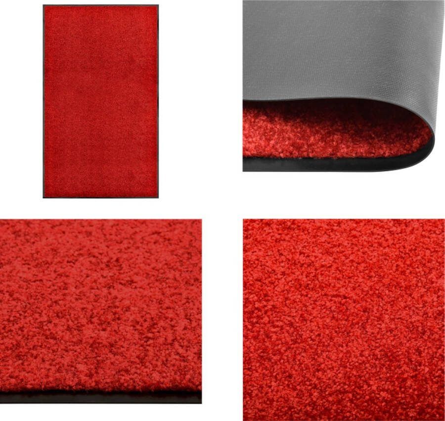 VidaXL Deurmat wasbaar 90x150 cm rood Mat Matten Deurmat Deurmatten