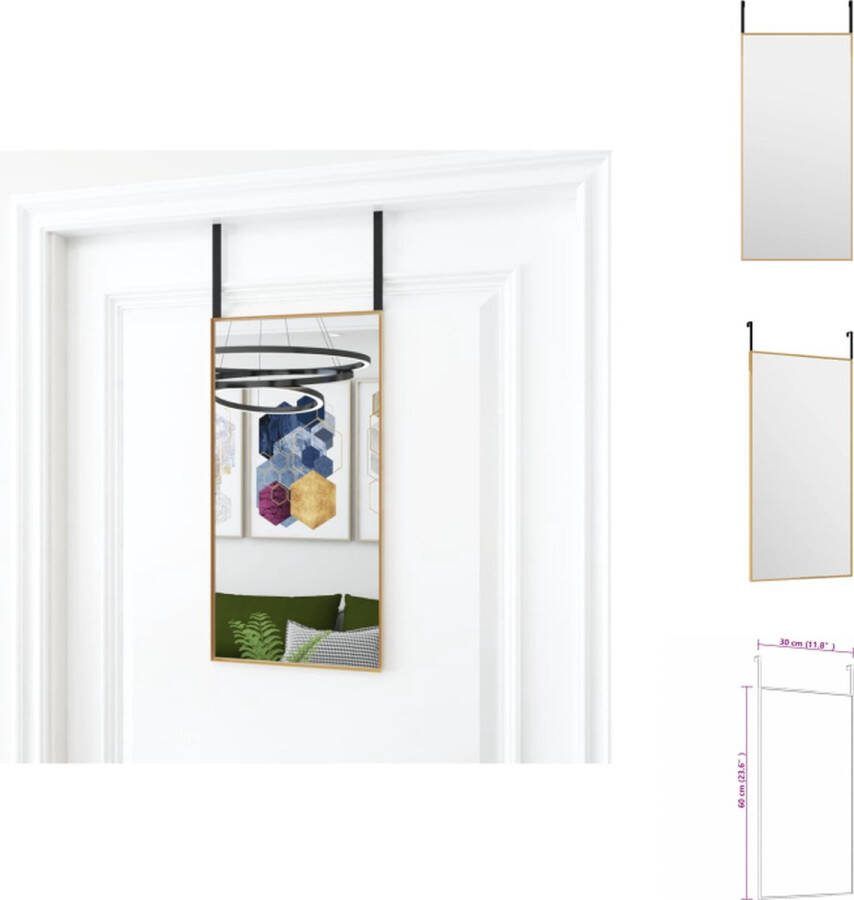 VidaXL Deurspiegel Goud 30x60 cm Aluminium Glas Metaal In Hoogte Verstelbaar Spiegel