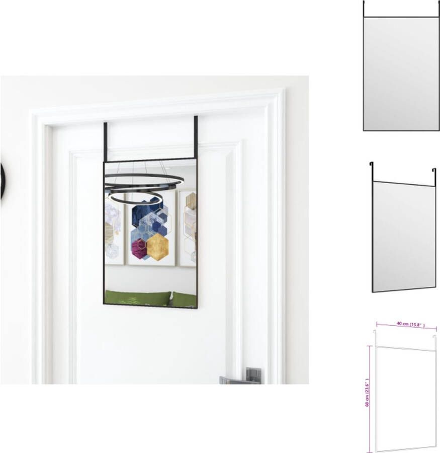 VidaXL Deurspiegel Zwarte Aluminium Frame 40 x 60 cm Verstelbaar Spiegel