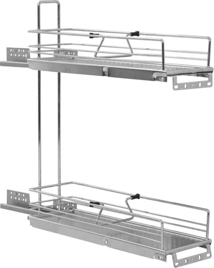 VidaXL -Draadmand-keuken-uittrekbaar-2-laags-47x15x54 5cm-zilverkleurig