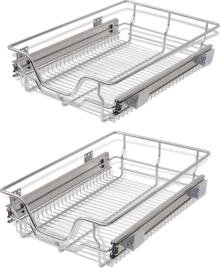 VidaXL -Draadmanden-uittrekbaar-2-st-400-mm-zilverkleurig