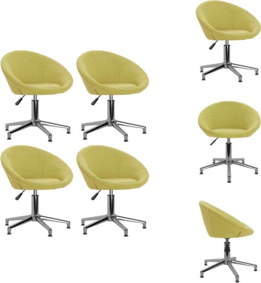 VidaXL Draaibare Eetkamerstoel Groen 66.5 x 58.5 x (68-80) cm Trendy ontwerp Eetkamerstoel