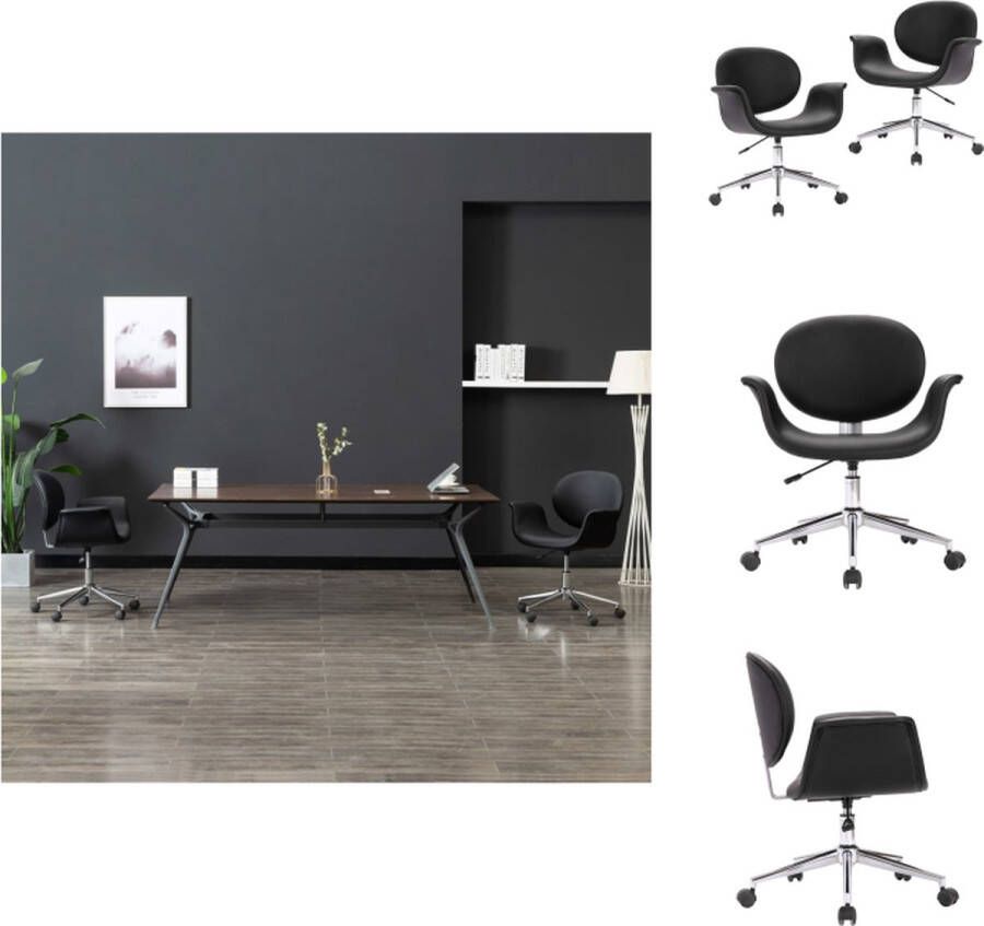 VidaXL Draaibare Eetkamerstoelen Set van 2 Zwart 67x62x80-87.5 cm Eetkamerstoel