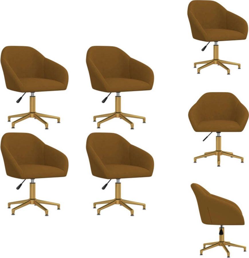 VidaXL Draaibare Eetstoelen Bruin Fluweel 63 x 56 x (76-88) cm Set van 4 Eetkamerstoel