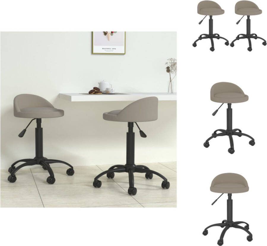 VidaXL Draaibare eetstoelen lichtgrijs fluweel 36 x 38 x (50-62) cm Eetkamerstoel