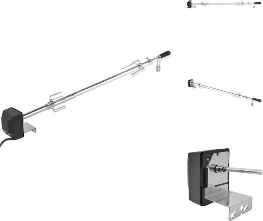 VidaXL Draaispit Gemotoriseerd barbecue accessoire 1370 mm Verchroomd staal Met tegengewicht Bakelieten handvat Barbecuegereedschapset