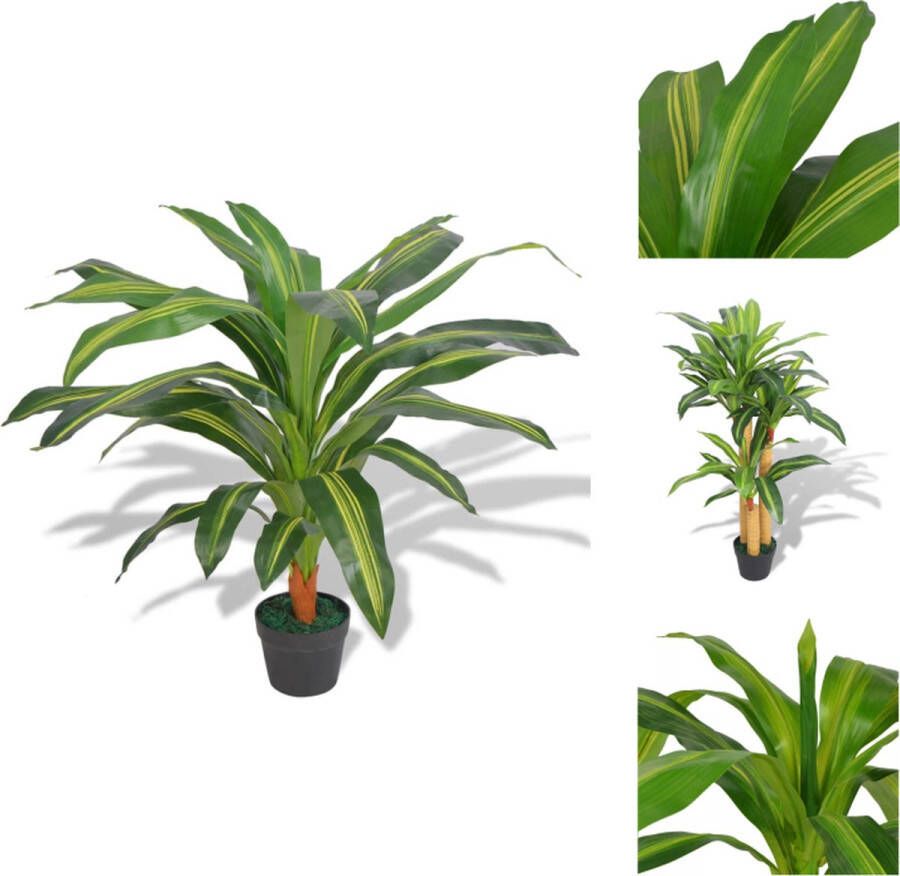 VidaXL Dracena Kunstplant 90 cm Levensecht 25 bladeren Inclusief pot Kunstplant