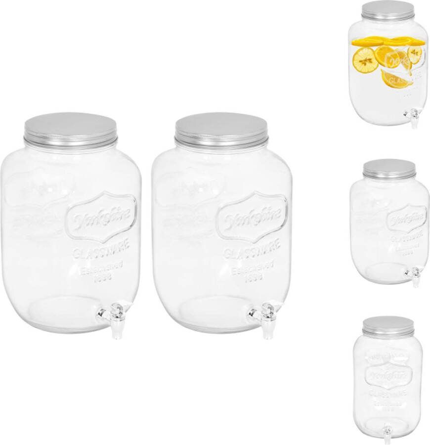 VidaXL Drankdispenser 8.05L Glazen dranktappen Drankdispenser