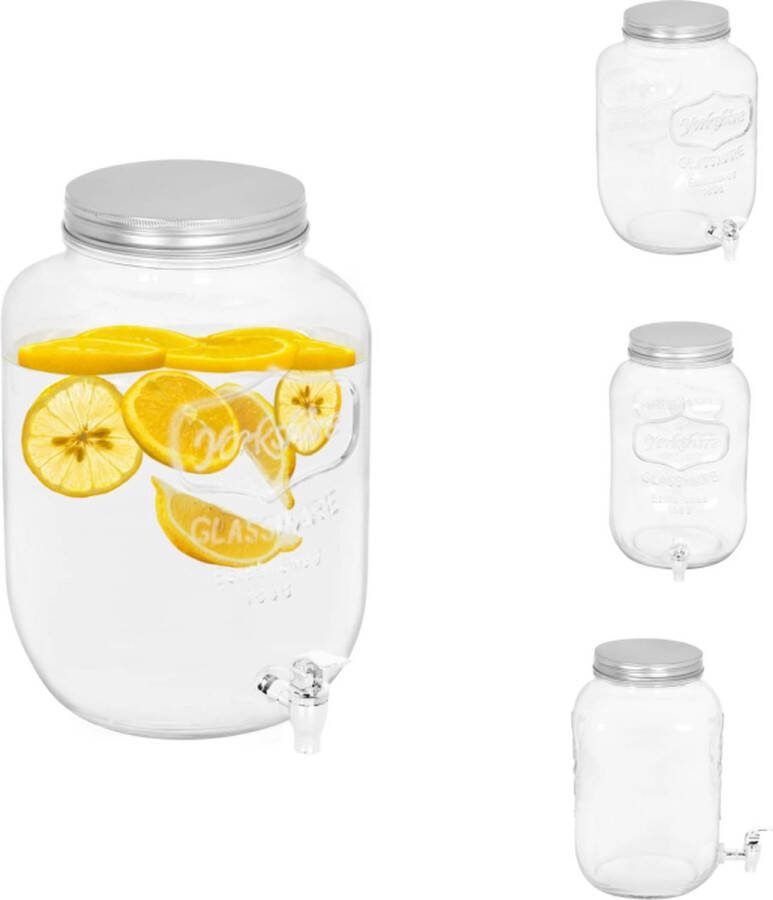 VidaXL Drankdispenser Glas 8.050 ml Luchtdicht deksel Kraan Drankdispenser