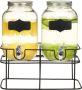 VidaXL -Drankdispensers-2-st-met-standaard-2-x-4-L-glas - Thumbnail 1