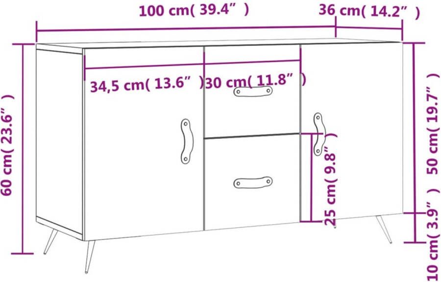 VidaXL -Dressoir-100x36x60-cm-bewerkt-hout-zwart