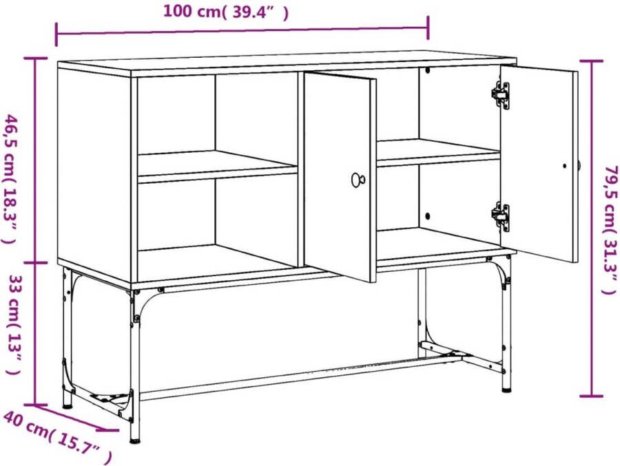 vidaXL -Dressoir-100x40x79 5-cm-bewerkt-hout-gerookt-eikenkleurig