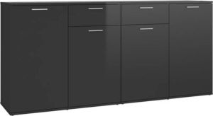VidaXL Dressoir 160x36x75 Cm Spaanplaat Hoogglans Zwart