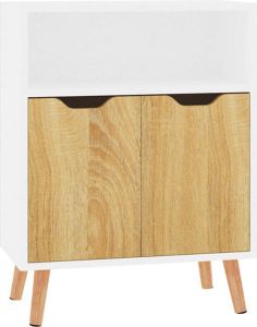 VidaXL Dressoir 60x30x72 cm spaanplaat wit en sonoma eikenkleurig