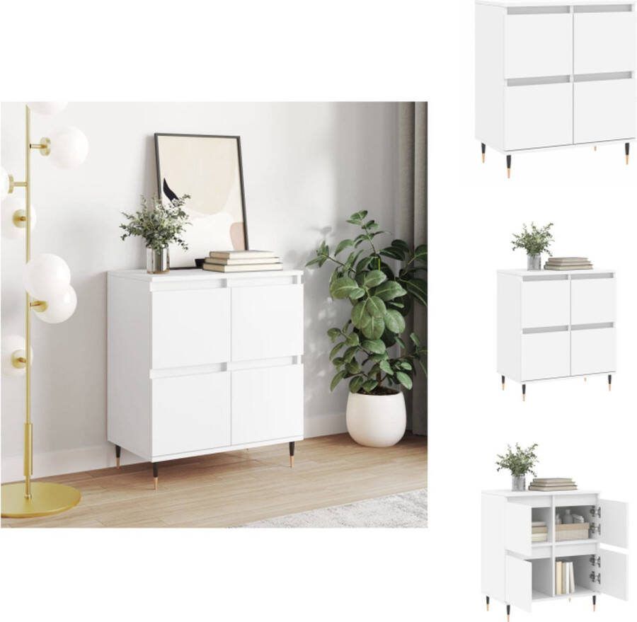 VidaXL Dressoir 60x35x70 cm (BxDxH) Wit Bewerkt hout en ijzer Keukenkast