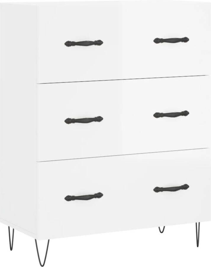 VidaXL -Dressoir-69 5x34x90-cm-bewerkt-hout-hoogglans-wit