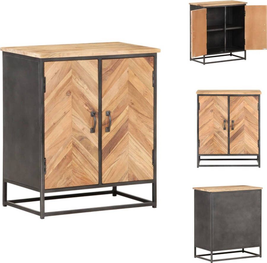VidaXL Dressoir Acaciahout Staal 60 x 35 x 70 cm Industriële charme Keukenkast