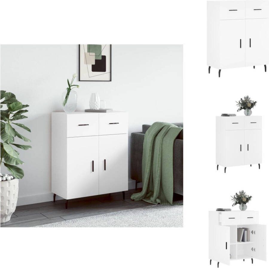 VidaXL Dressoir Alpha Wit 69.5 x 34 x 90 cm Duurzaam hout en metaal Keukenkast