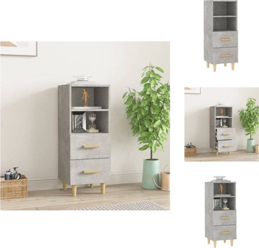 VidaXL Dressoir Betongrijs 34.5 x 34 x 90 cm Bewerkt hout Keukenkast