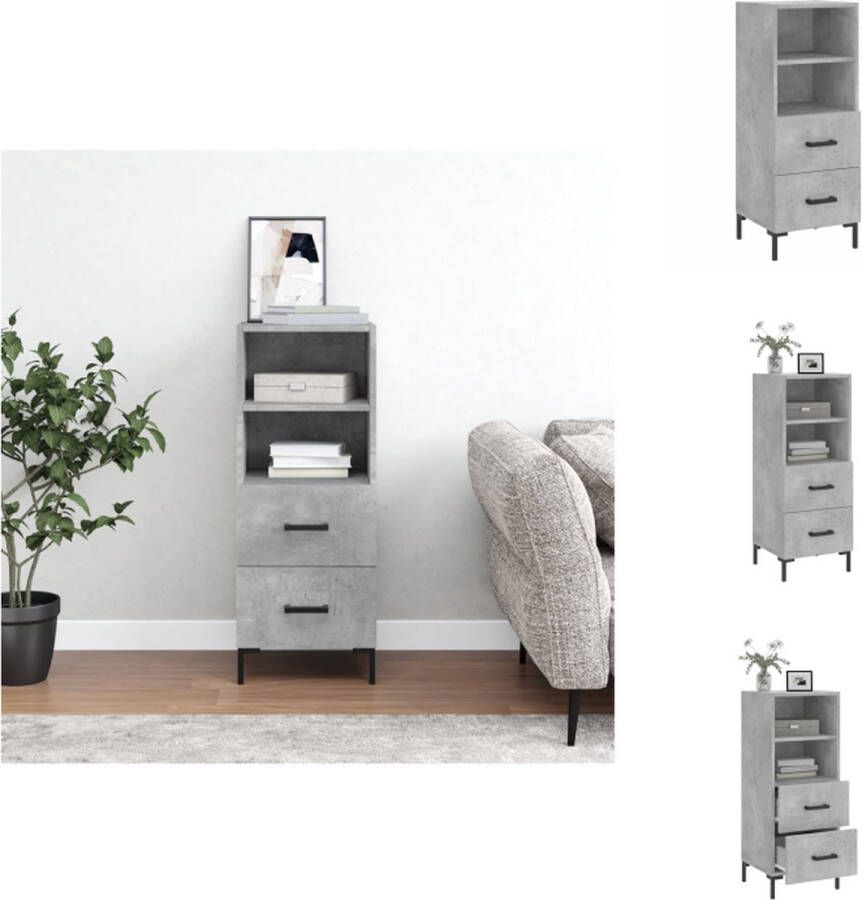 VidaXL Dressoir Betongrijs 34.5 x 34 x 90 cm Duurzaam bewerkt hout en metaal Keukenkast