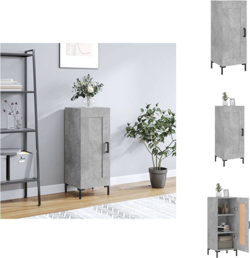 VidaXL Dressoir Betongrijs 34.5 x 34 x 90 cm Metalen poten Keukenkast