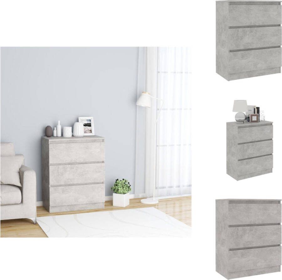 VidaXL Dressoir Betongrijs 60 x 35 x 76 cm Met 3 lades Hoogwaardig bewerkt hout Keukenkast