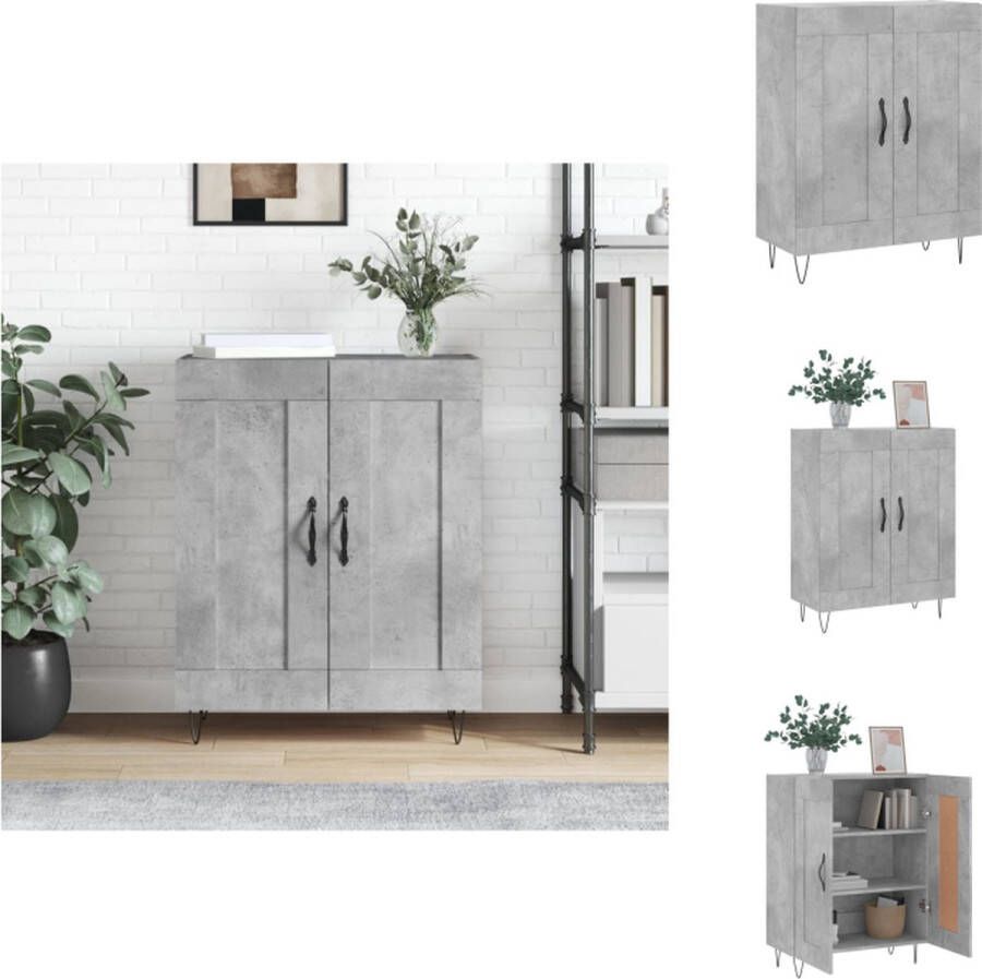 VidaXL Dressoir Betongrijs 69.5 x 34 x 90 cm Duurzaam bewerkt hout en metaal Keukenkast