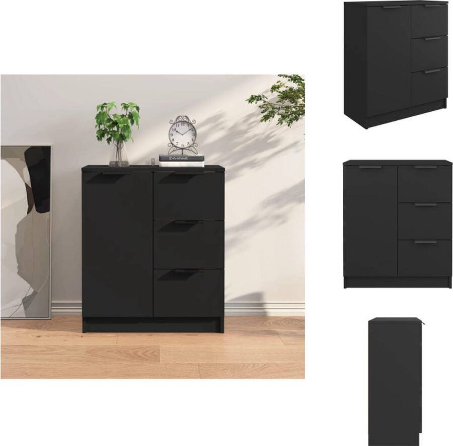 VidaXL Dressoir Bewerkt hout 60x30x70 cm Zwart Keukenkast