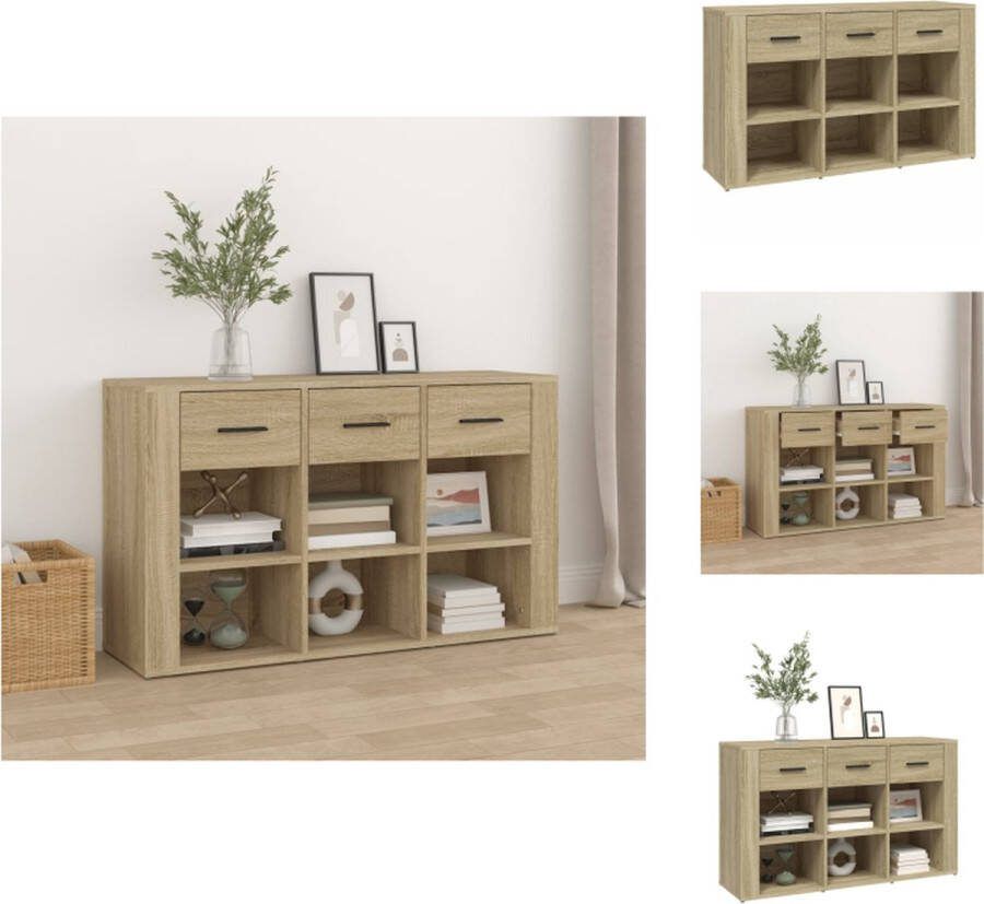 VidaXL Dressoir Bewerkt Hout Sonoma Eiken 100 x 30 x 59.5 cm Klassiek Keukenkast