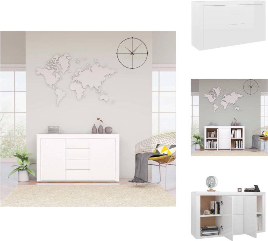 VidaXL Dressoir Bijzetkast 120 x 36 x 69 cm Hoogglans wit Spaanplaat Keukenkast