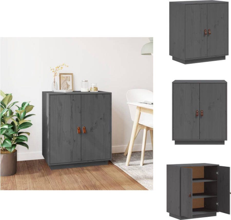 VidaXL Dressoir Bijzetkast 65.5 x 40 x 75 cm Grijs massief grenenhout Keukenkast