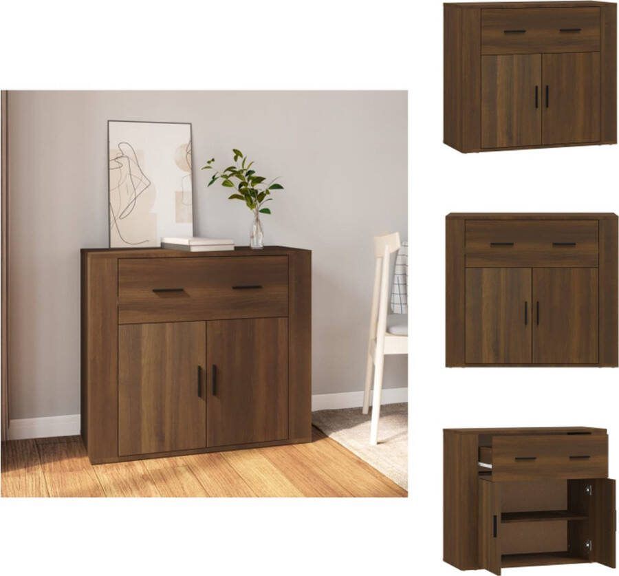 VidaXL Dressoir Bruineiken Bewerkt Hout 80 x 33 x 70 cm Voldoende Opbergruimte Keukenkast