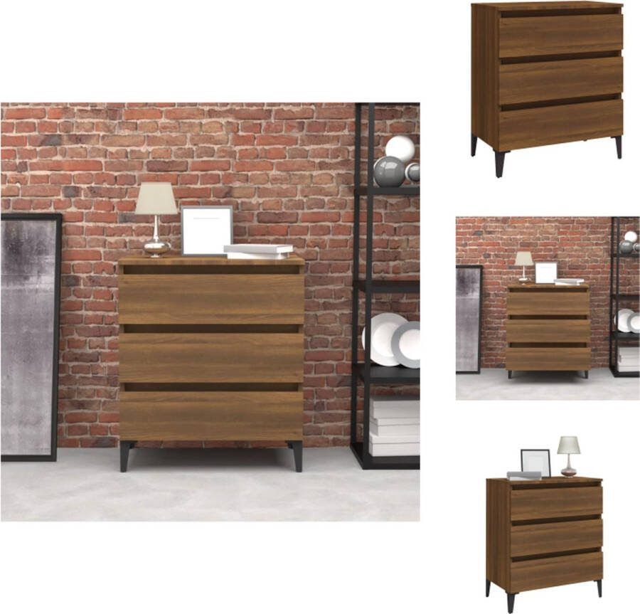 VidaXL Dressoir Bruineiken Bijzetkast 60x35x69cm met 3 Lades Keukenkast