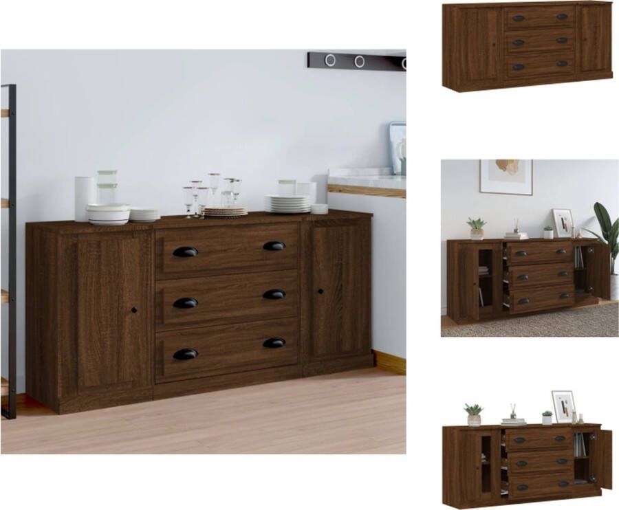 VidaXL Dressoir Classic Bruineiken 140x35.5x67.5 cm 3 stuks Keukenkast