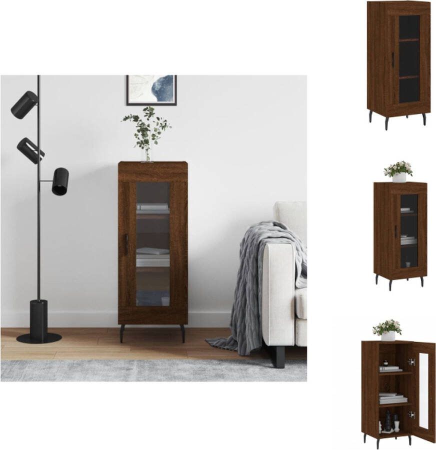 VidaXL Dressoir Classic Bruineiken 34.5 x 34 x 90 cm Duurzaam hout metaal glas Keukenkast