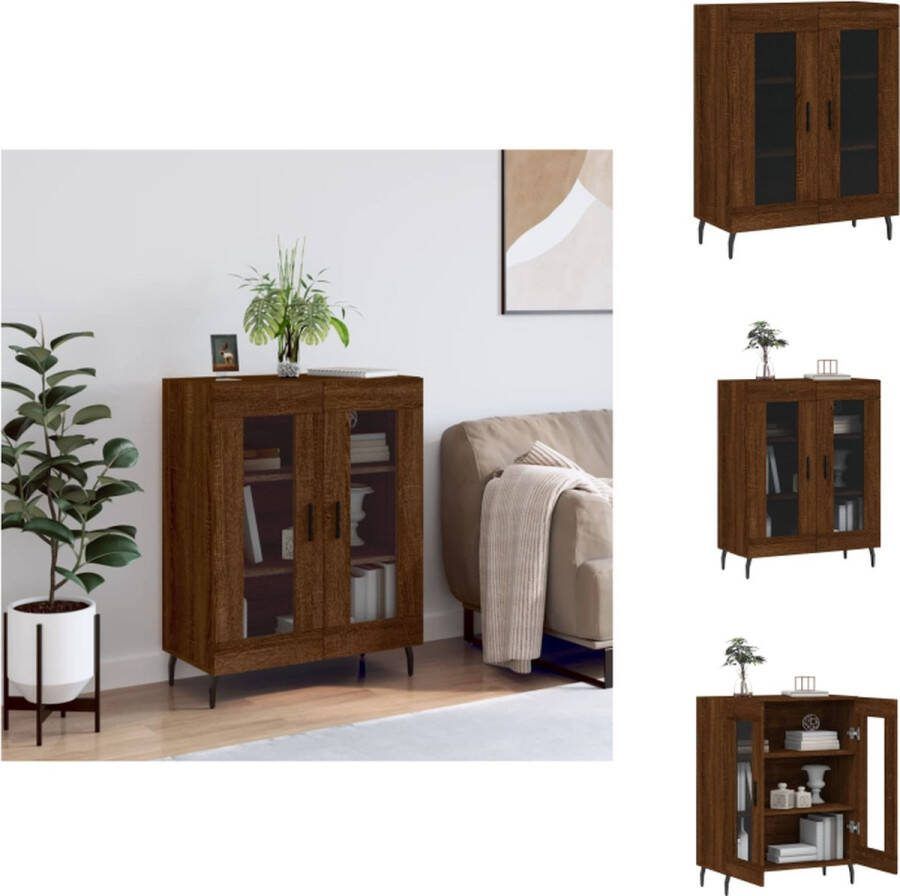 VidaXL Dressoir Classic Bruineiken 69.5x34x90 cm Glasdesign Duurzaam materiaal Keukenkast