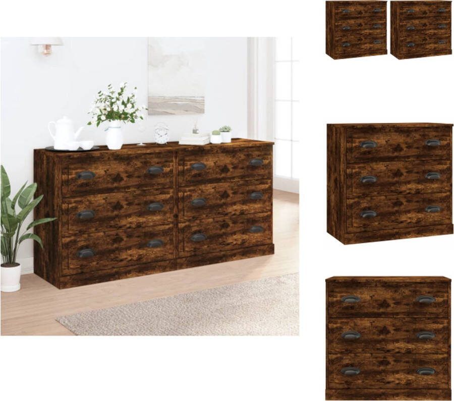 VidaXL Dressoir Classic Gerookt eiken 70 x 35.5 x 67.5 cm inclusief montage 2 stuks Keukenkast