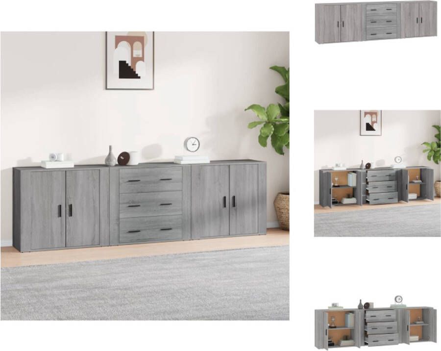VidaXL Dressoir Classic Grijs Sonoma Eiken Set van 3 Keukenkast