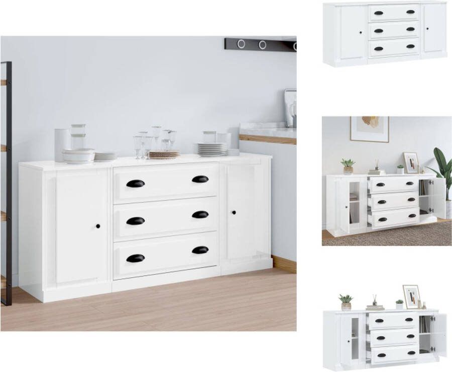 VidaXL Dressoir Classic Hoogglans wit 140 x 35.5 x 67.5 cm Keukenkast
