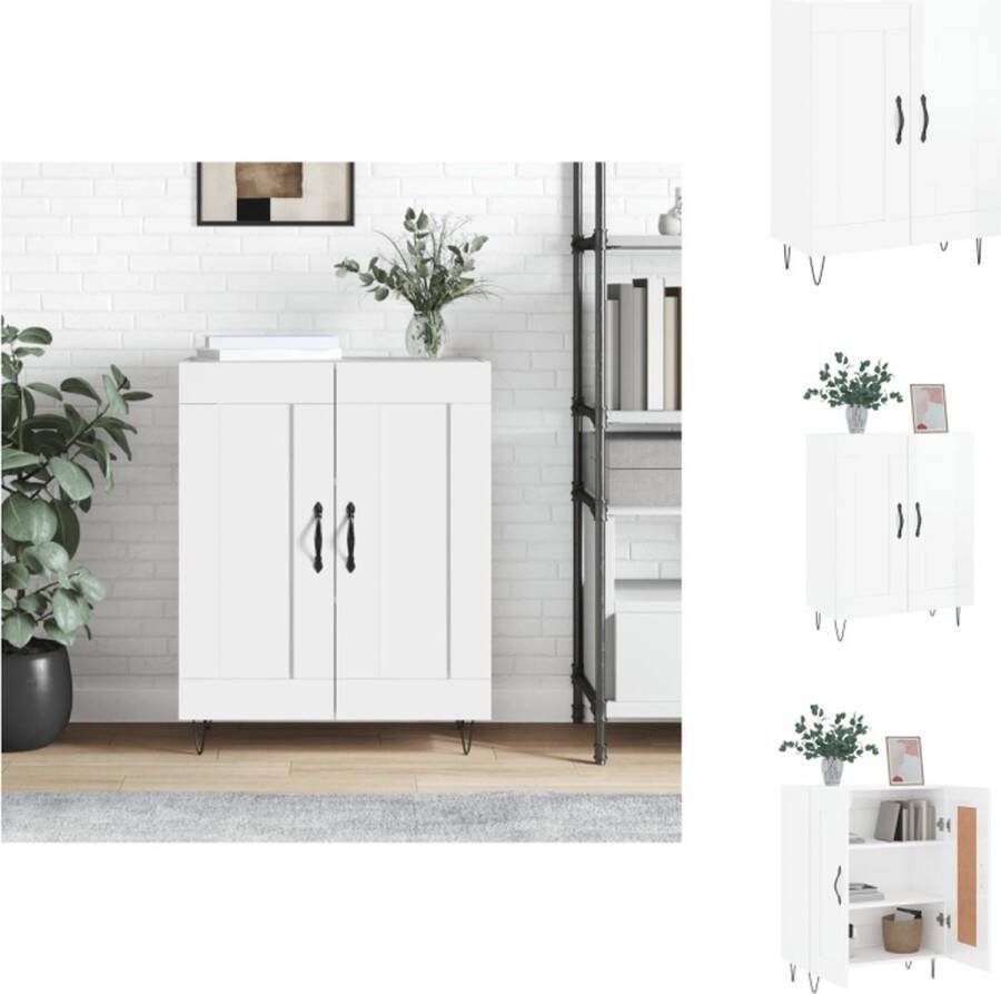VidaXL Dressoir Classic Hoogglans wit 69.5 x 34 x 90 cm Duurzaam hout metaal Keukenkast