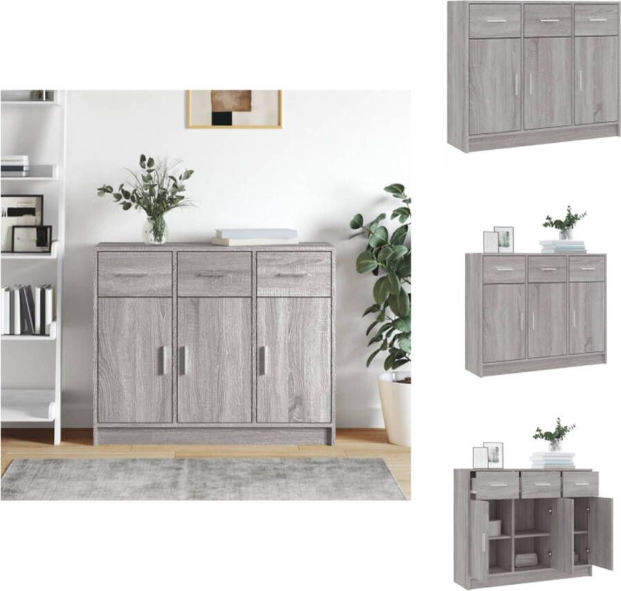 VidaXL Dressoir Classic Opbergkast 91 x 28 x 75 cm Grijs Sonoma Eiken Keukenkast