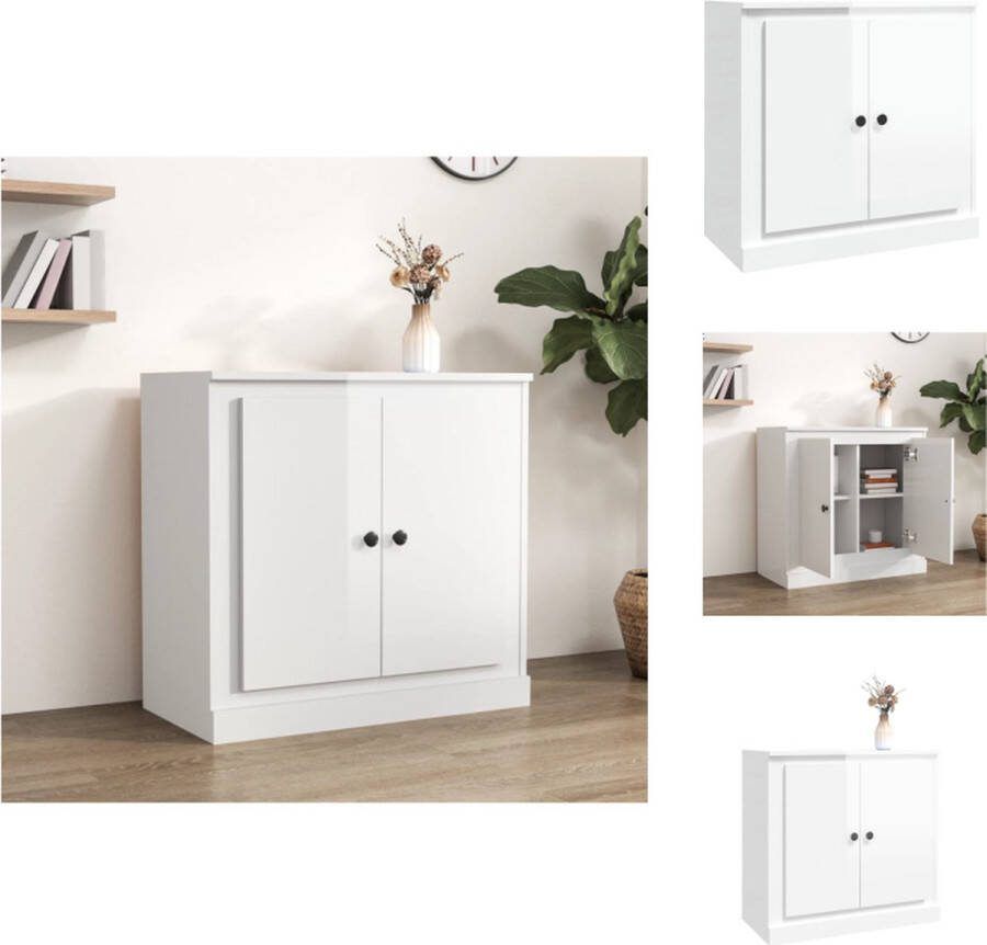 VidaXL Dressoir Classic s Bijzetkast 70 x 35.5 x 67.5 cm Hoogglans wit Keukenkast