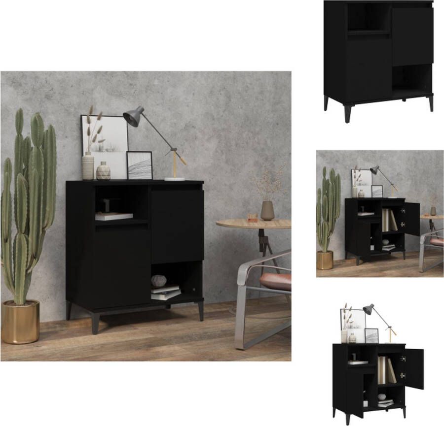 VidaXL Dressoir Classic Zwart 60 x 35 x 70 cm Bewerkt Hout en Metaal Keukenkast