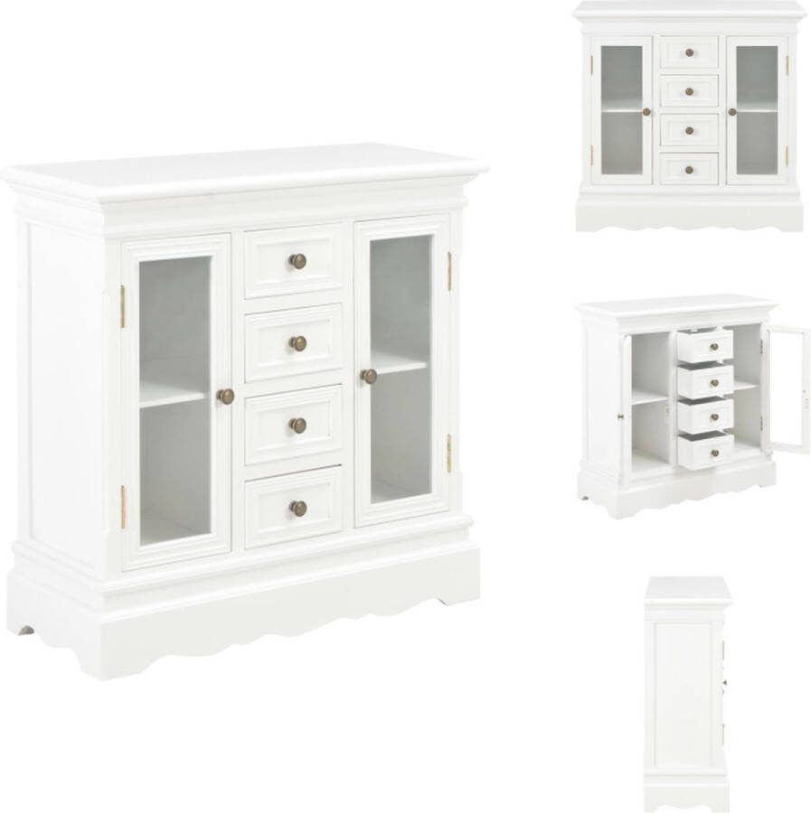 VidaXL Dressoir Franse stijl MDF grenenhout 70 x 28 x 70 cm wit Keukenkast