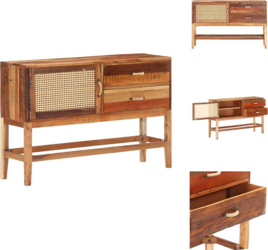 VidaXL Dressoir Gerecycled hout 118x30x76cm Met 1 deur en 2 lades Keukenkast