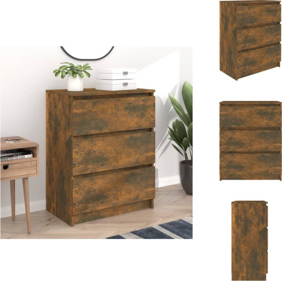 VidaXL Dressoir Gerookt Eiken 60 x 35 x 76 cm Met 3 lades Keukenkast