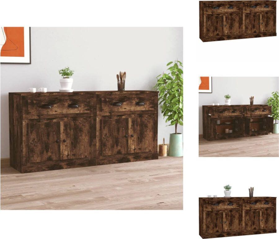 VidaXL Dressoir Gerookt Eiken 70 x 35.5 x 67.5 cm Set van 2 Keukenkast