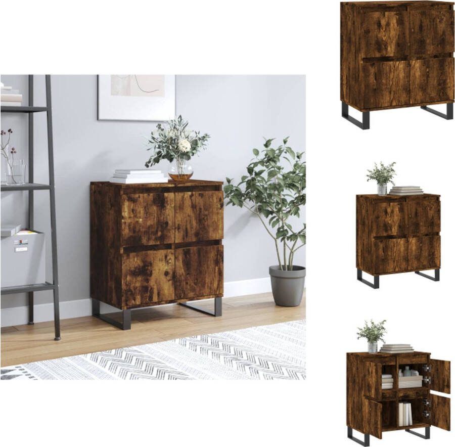 VidaXL Dressoir Gerookt Eiken Opbergkast 60x35x70cm Met Weergavefunctie IJzeren Poten Keukenkast