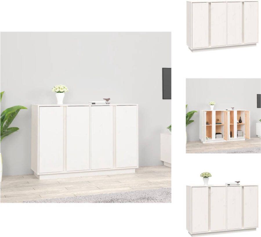 VidaXL Dressoir Grenenhout 120x35x80 cm Wit Keukenkast